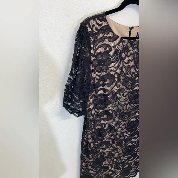 R&K Black Lace Dress with Nude underlay. Size 14. - Picture 6 of 8